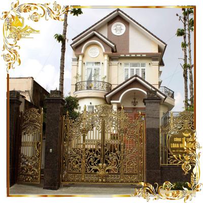 Cổng nhôm đúc hoa lá tây lâu đài