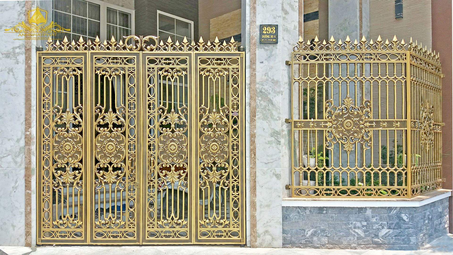 cổng nh&ocirc;m đ&uacute;c đẹp